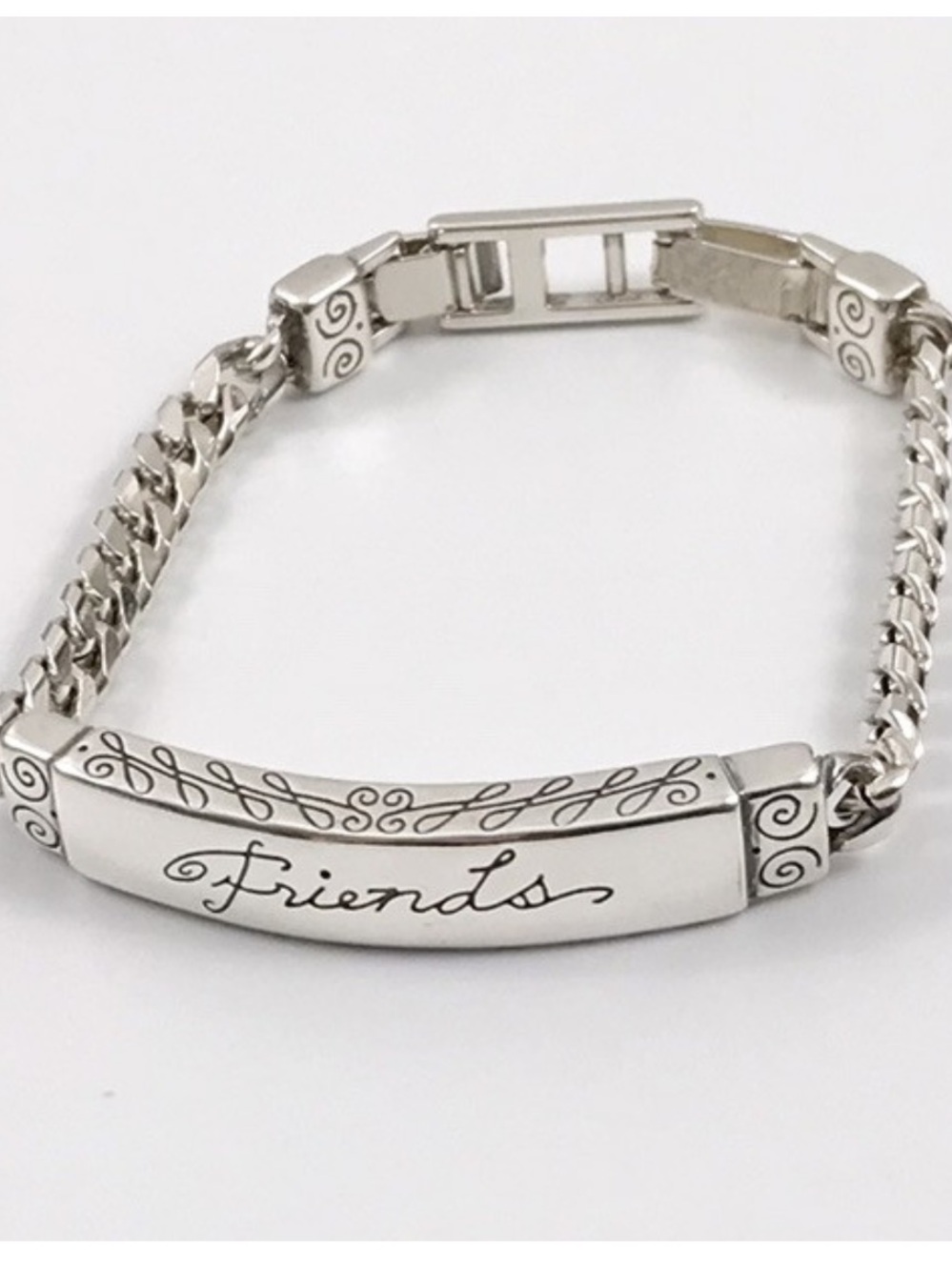 Brighton silver-plated "Friends" ID scroll curb link bracelet